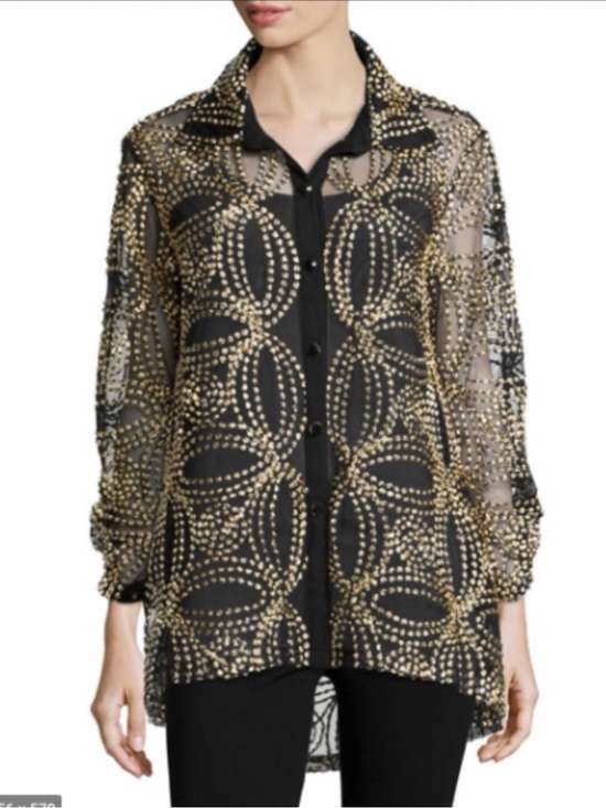 berek Jackets & Blazers - Berek Embroidered Seeds Of Gold Mesh Jacket